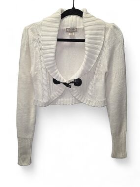 Arizona Jean Company Y2k Ivory Cropped Shawl Collar Toggle Sweater Size Medium